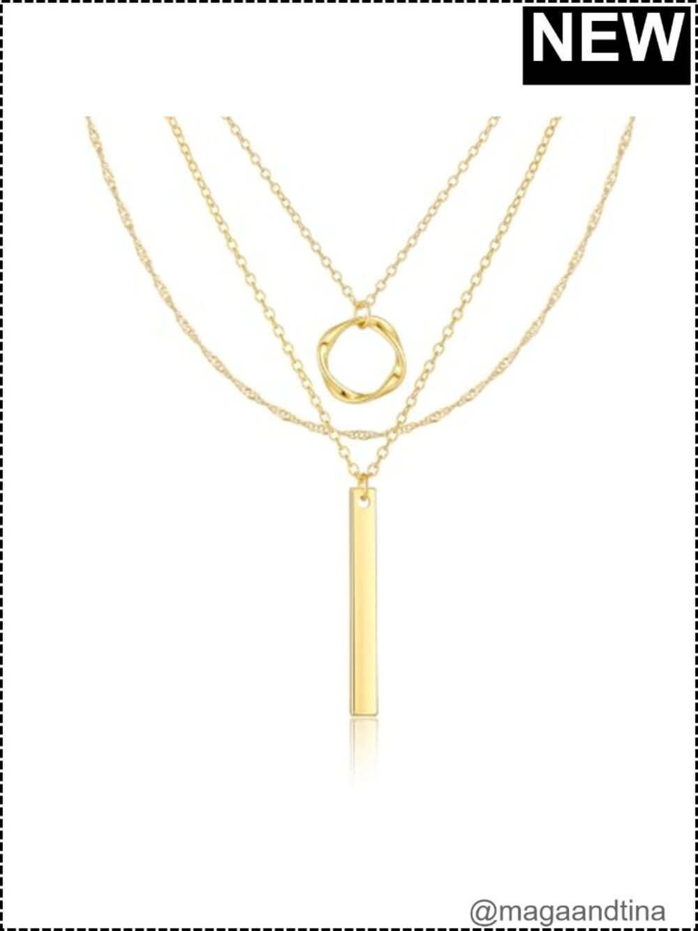 14K Gold Plated Necklace Stack Set for Women, Dainty Pendant Necklaces Non